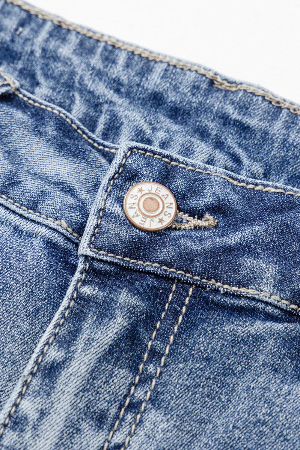 Dusk Blue High Rise Ripped Distressed Hem Flared Jeans - BB Fashion Outlet