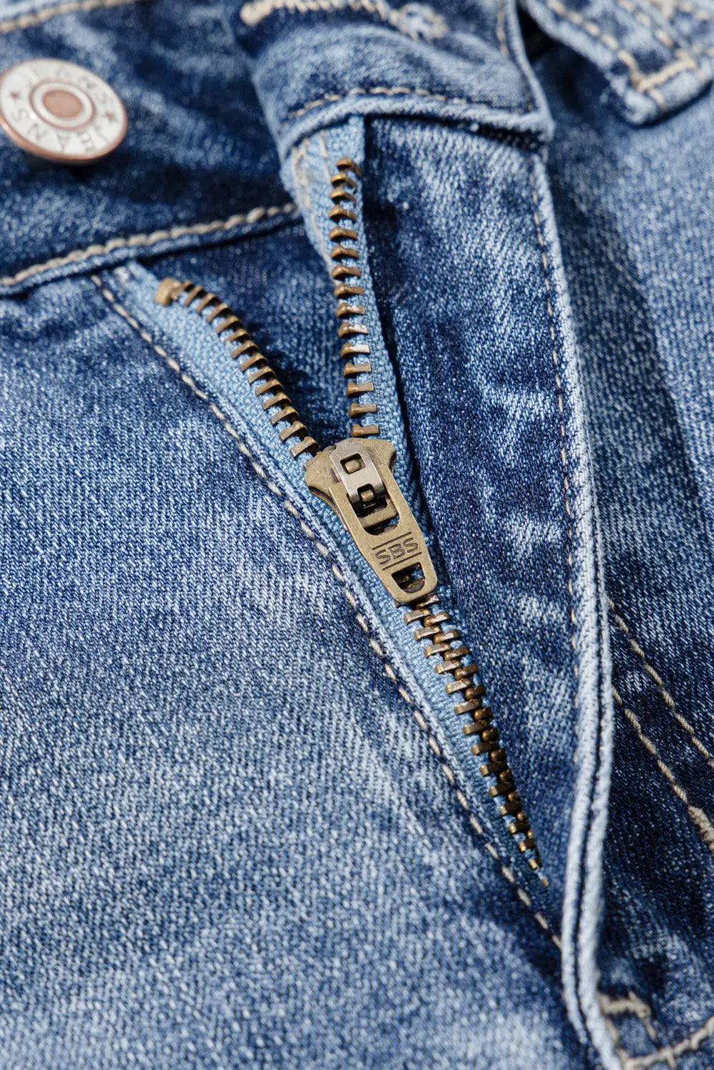 Dusk Blue High Rise Ripped Distressed Hem Flared Jeans - BB Fashion Outlet