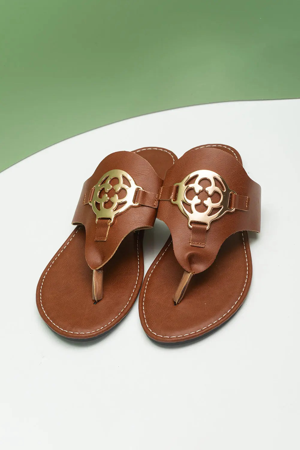 Dusk Blue Metal Decor Leather Thong Sandals Beagle Boutique Fashion Outlet