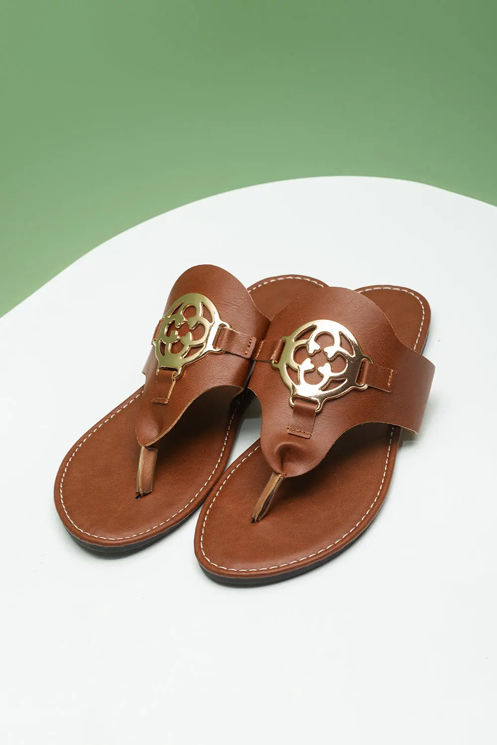 Dusk Blue Metal Decor Leather Thong Sandals Beagle Boutique Fashion Outlet