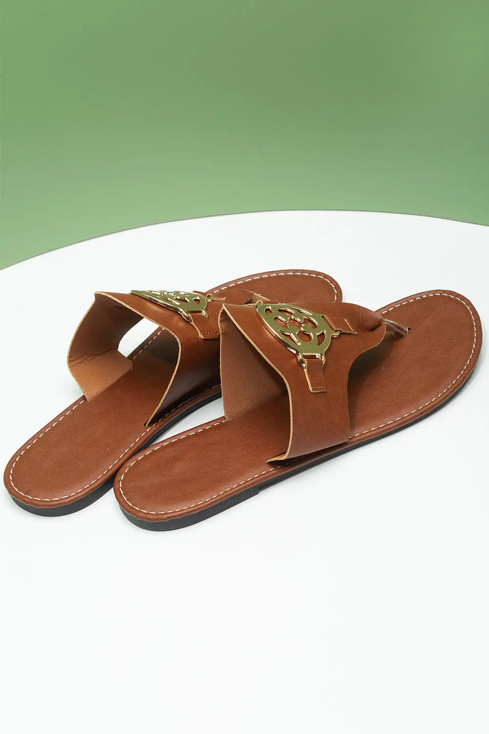 Dusk Blue Metal Decor Leather Thong Sandals Beagle Boutique Fashion Outlet