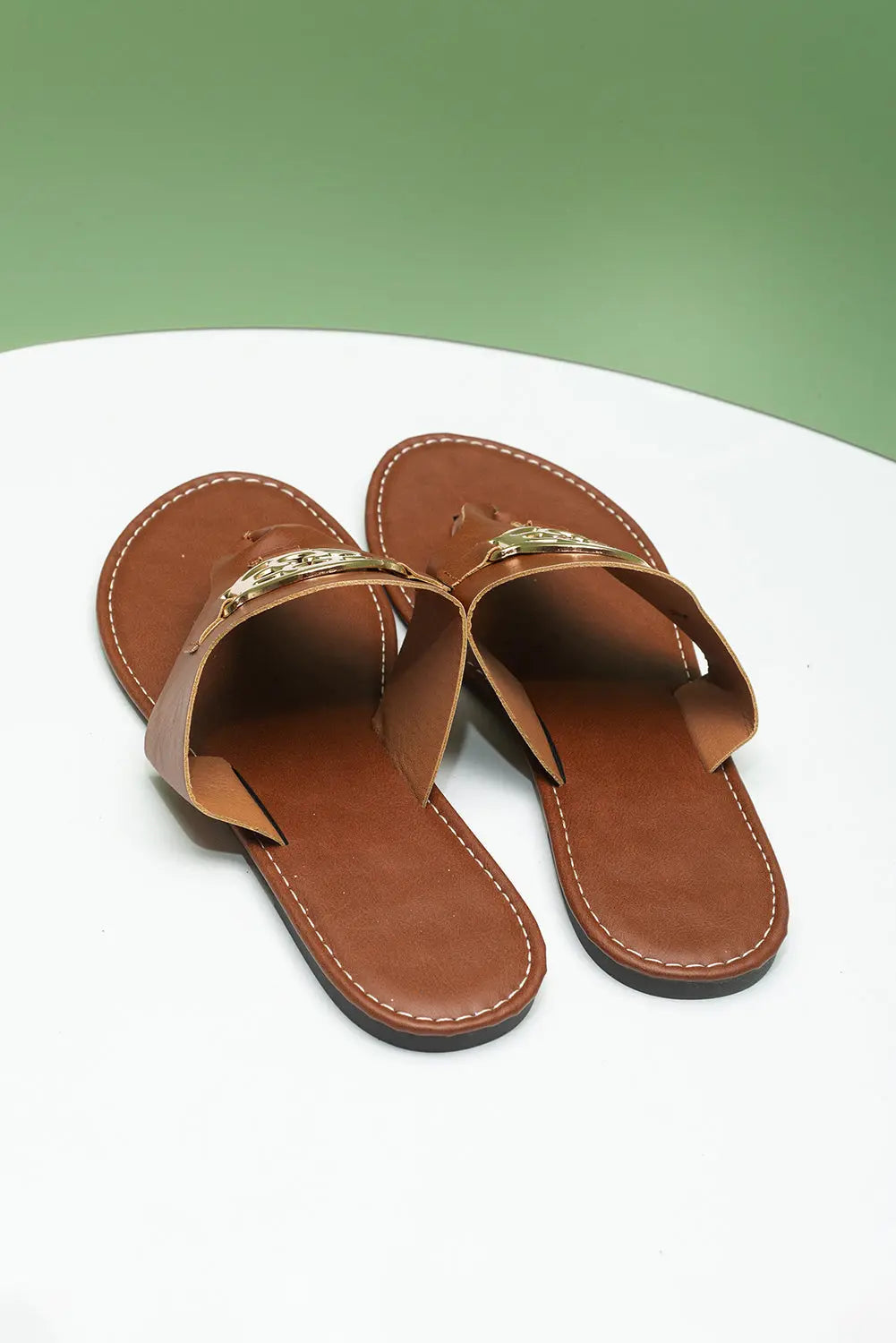 Dusk Blue Metal Decor Leather Thong Sandals Beagle Boutique Fashion Outlet
