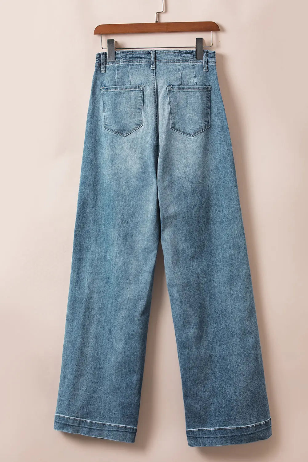 Dusk Blue Multi Buttons Medium Wash Straight Loose Leg Jeans eAura