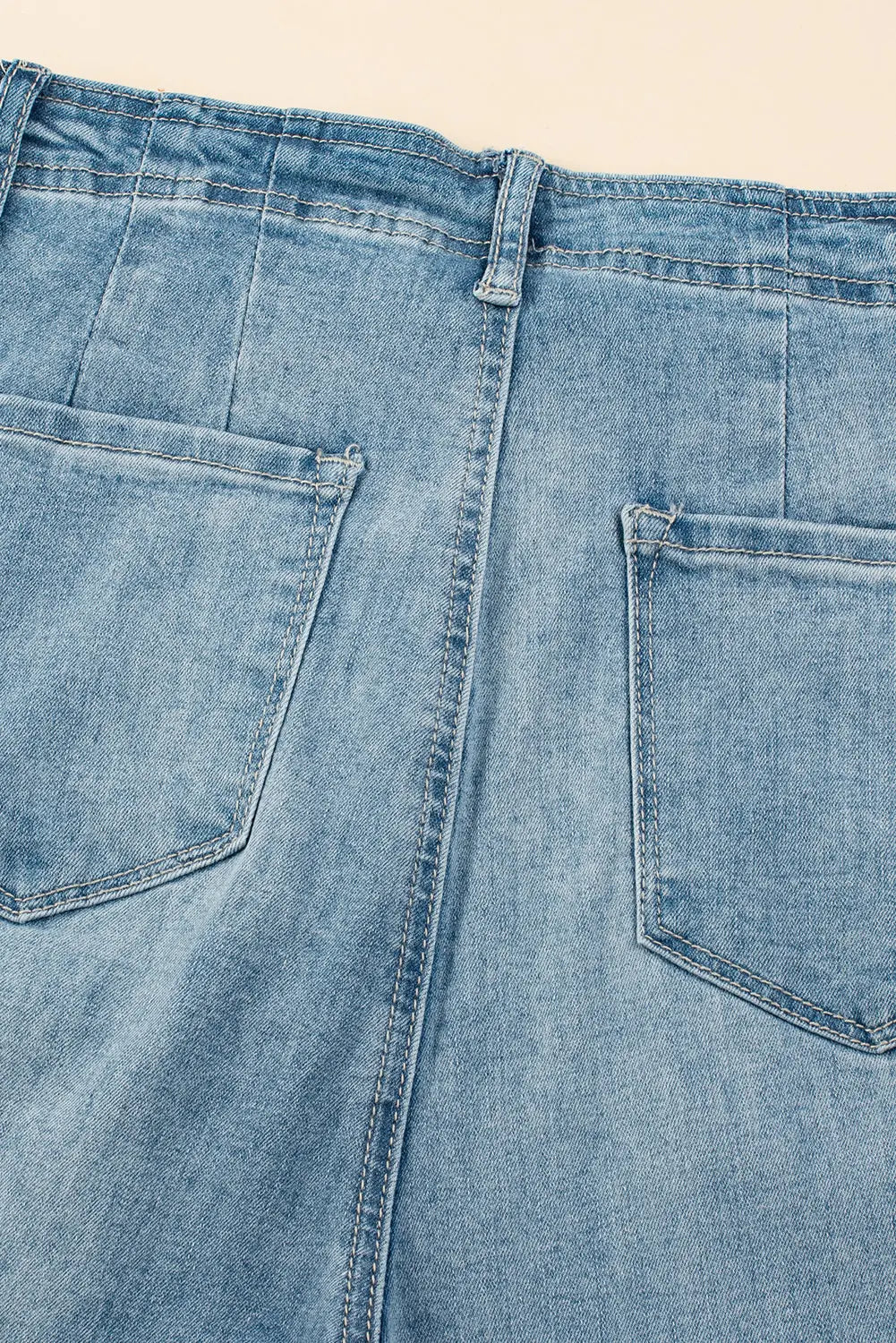 Dusk Blue Multi Buttons Medium Wash Straight Loose Leg Jeans eAura