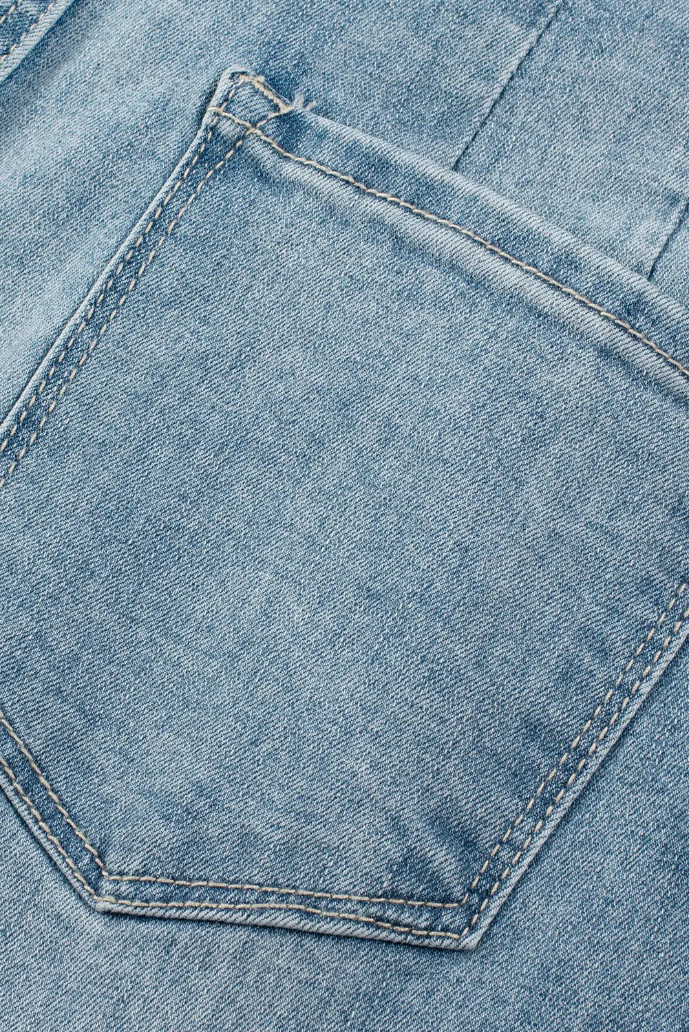 Dusk Blue Multi Buttons Medium Wash Straight Loose Leg Jeans eAura