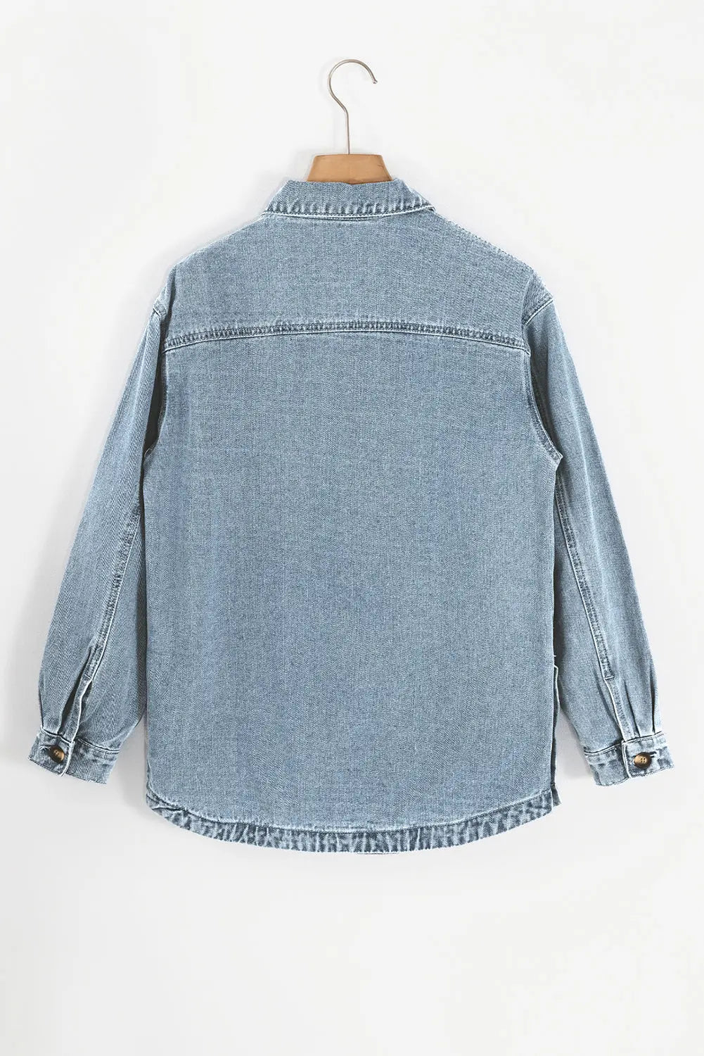 Dusk Blue Slit Buttons Pocketed Denim Jacket - eAura