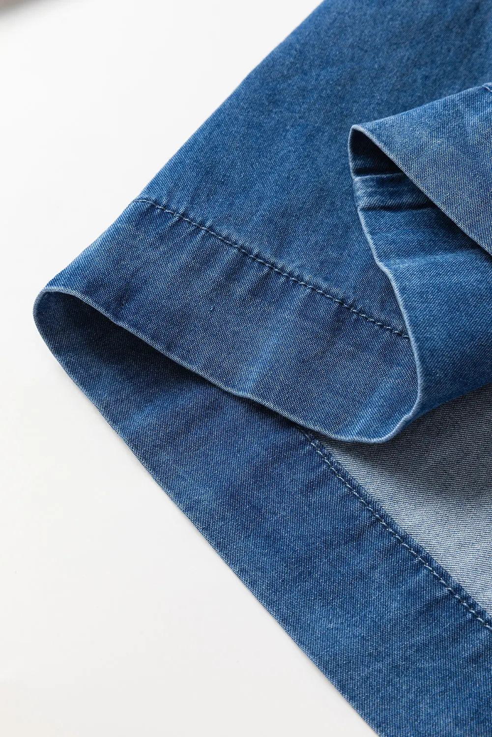 Dusk Blue Square Neck Side Pockets Loose Fit Denim Mini Dress Beagle Boutique Fashion Outlet