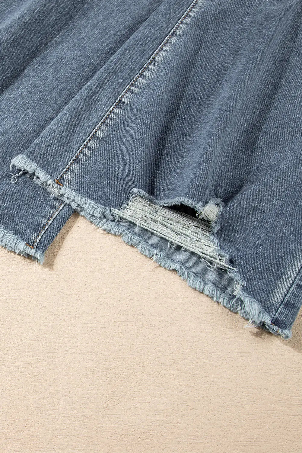 Dusk Blue Vintage Light Wash Ripped Raw Edge Flare Jeans eAura