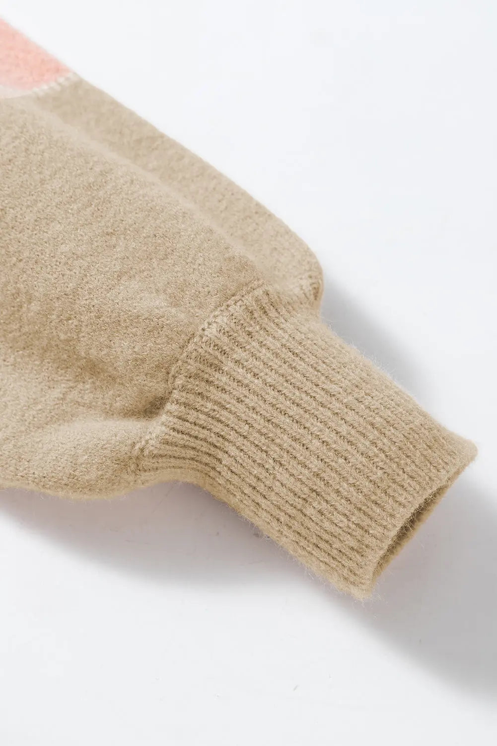 Dusty Pink Colour Block Lantern Sleeve Drop Shoulder Sweater - eAura