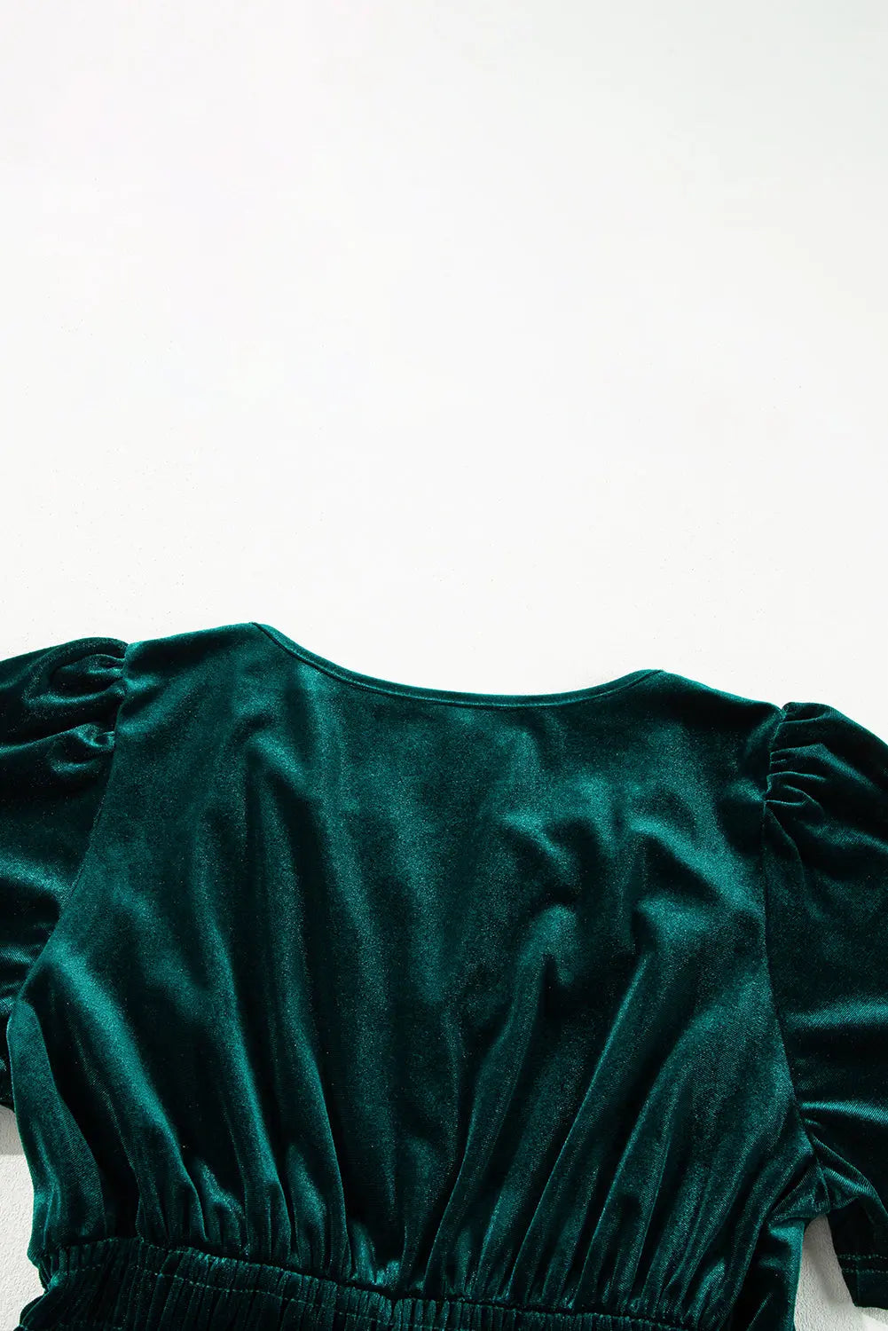 Velvet Short Sleeve Shirred Waist Tiered Maxi Dress - BB Fashion Outlet