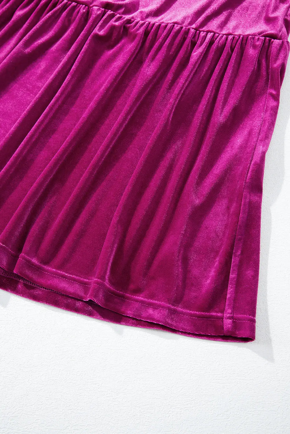 Velvet Short Sleeve Shirred Waist Tiered Maxi Dress - BB Fashion Outlet