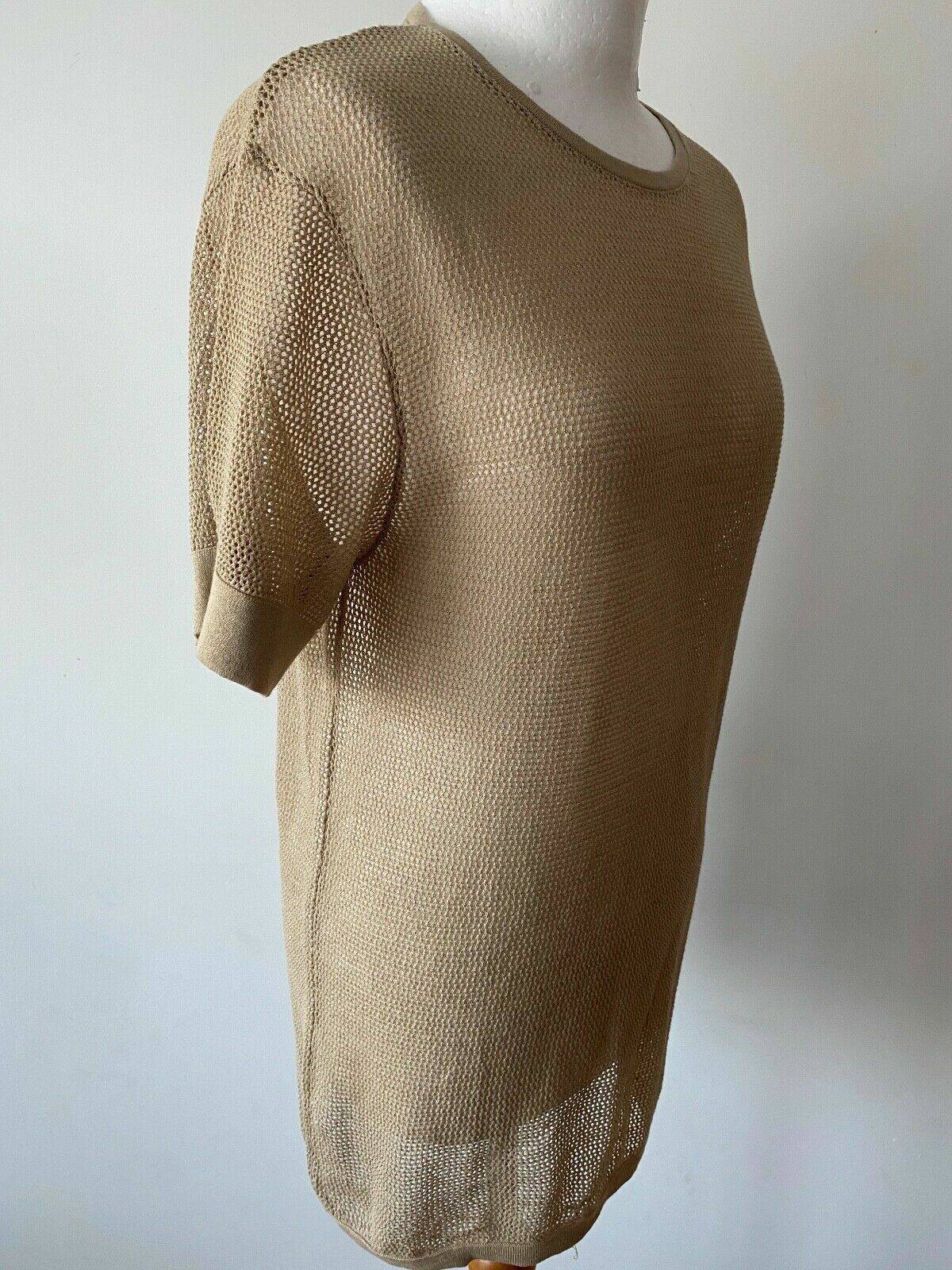 Ex High St Fishnet Type Tee Beige Size M 10 - 12 - BB Fashion Outlet