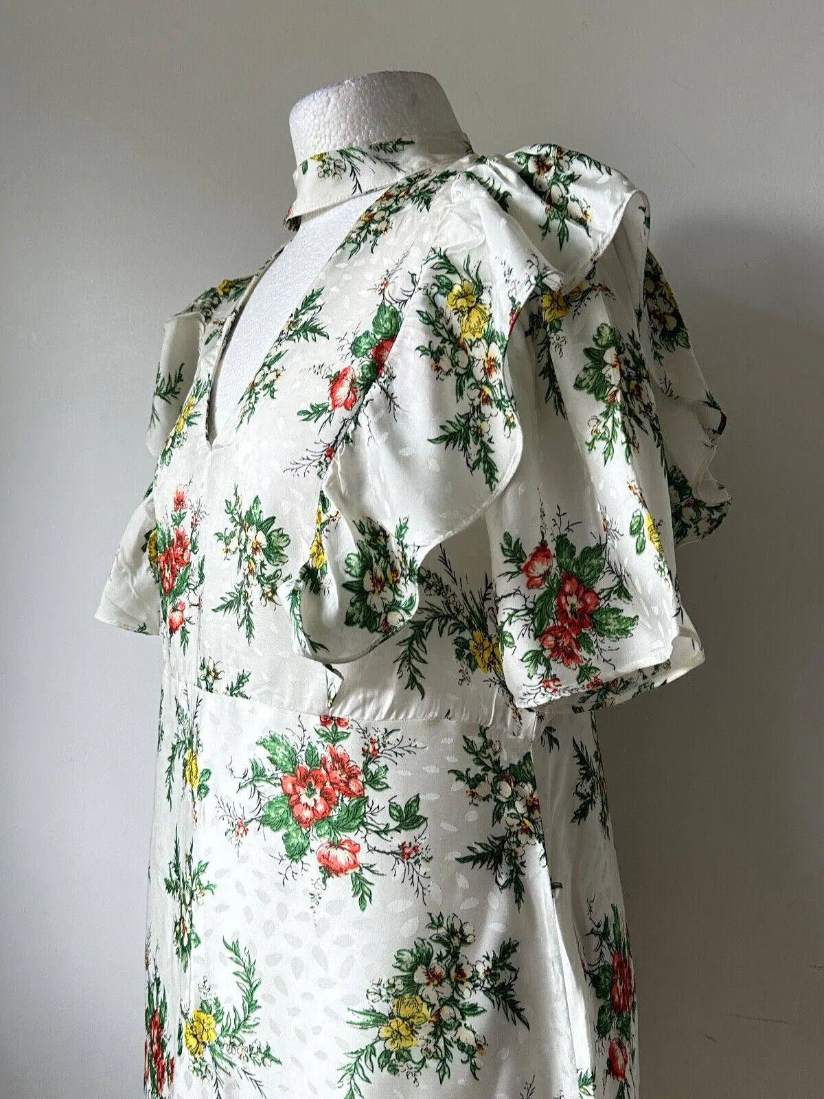 Ex High St Floral Mini Dress Chocker Neck Ruffle Detail M, L, XL - BB Fashion Outlet