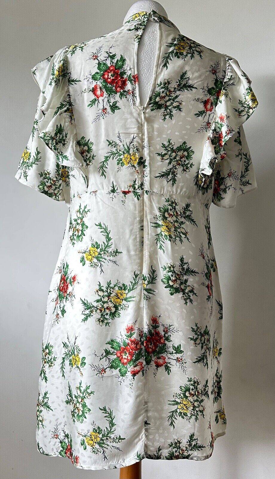 Ex High St Floral Mini Dress Chocker Neck Ruffle Detail M, L, XL - BB Fashion Outlet