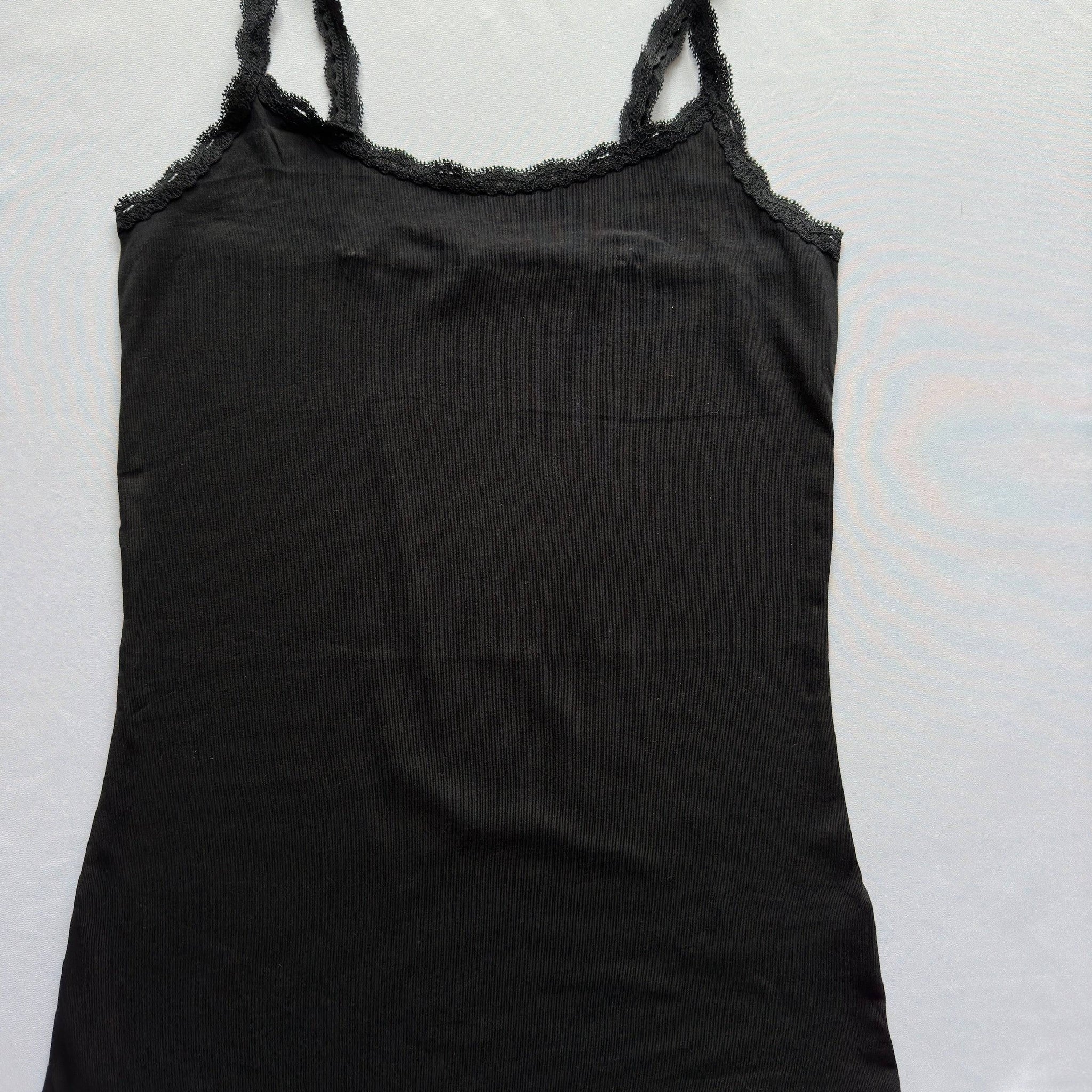 Ex. M&S White Vest Cami Top Lace Trim White or Black 6, 8, 10, 12, 14, 16, 18, 20 - BB Fashion Outlet