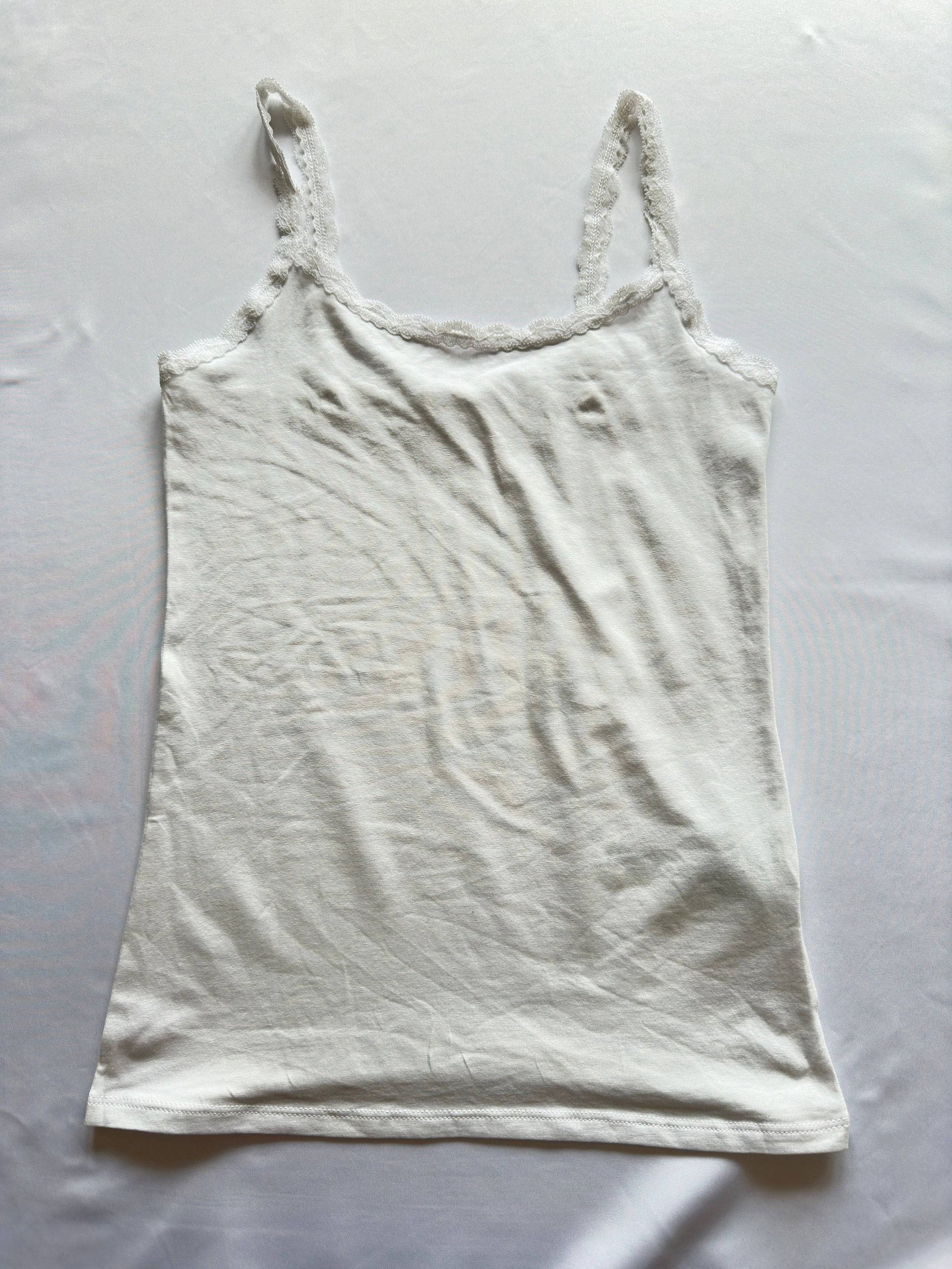 Ex. M&S White Vest Cami Top Lace Trim White or Black 6, 8, 10, 12, 14, 16, 18, 20 - BB Fashion Outlet