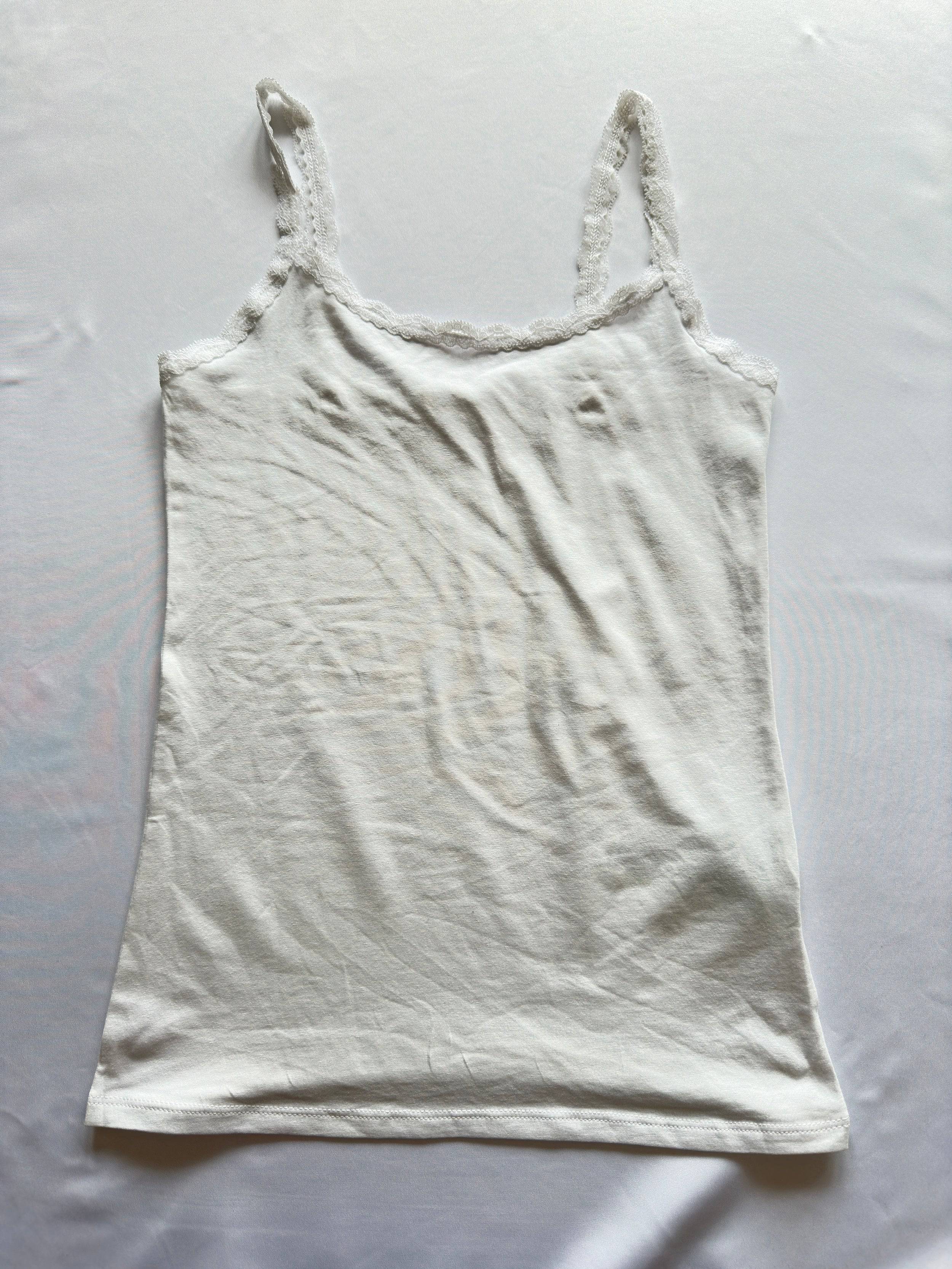 Ex. M&S White Vest Cami Top Lace Trim White or Black 6, 8, 10, 12, 14, 16, 18, 20 - BB Fashion Outlet