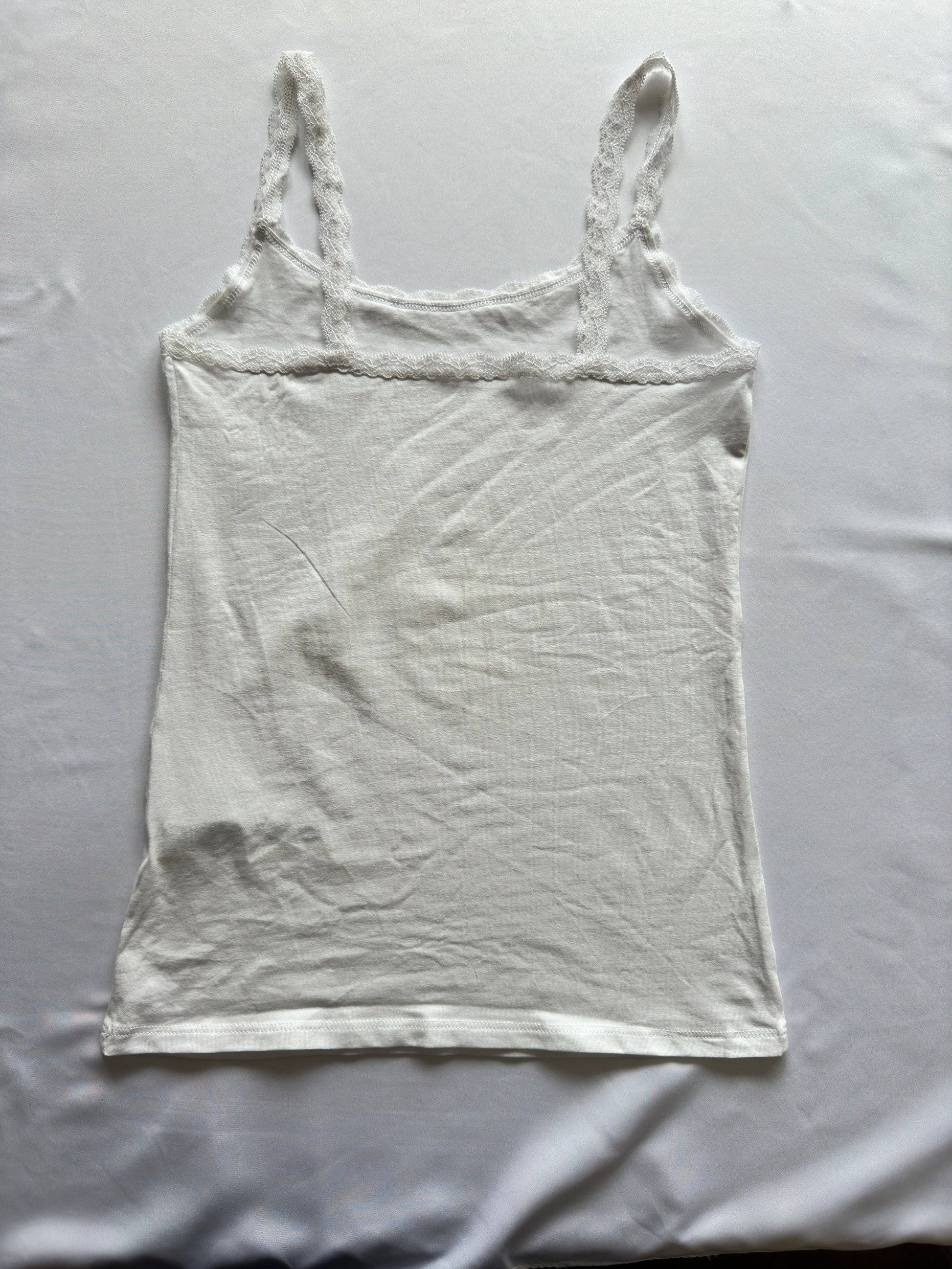 Ex. M&S White Vest Cami Top Lace Trim White or Black 6, 8, 10, 12, 14, 16, 18, 20 - BB Fashion Outlet