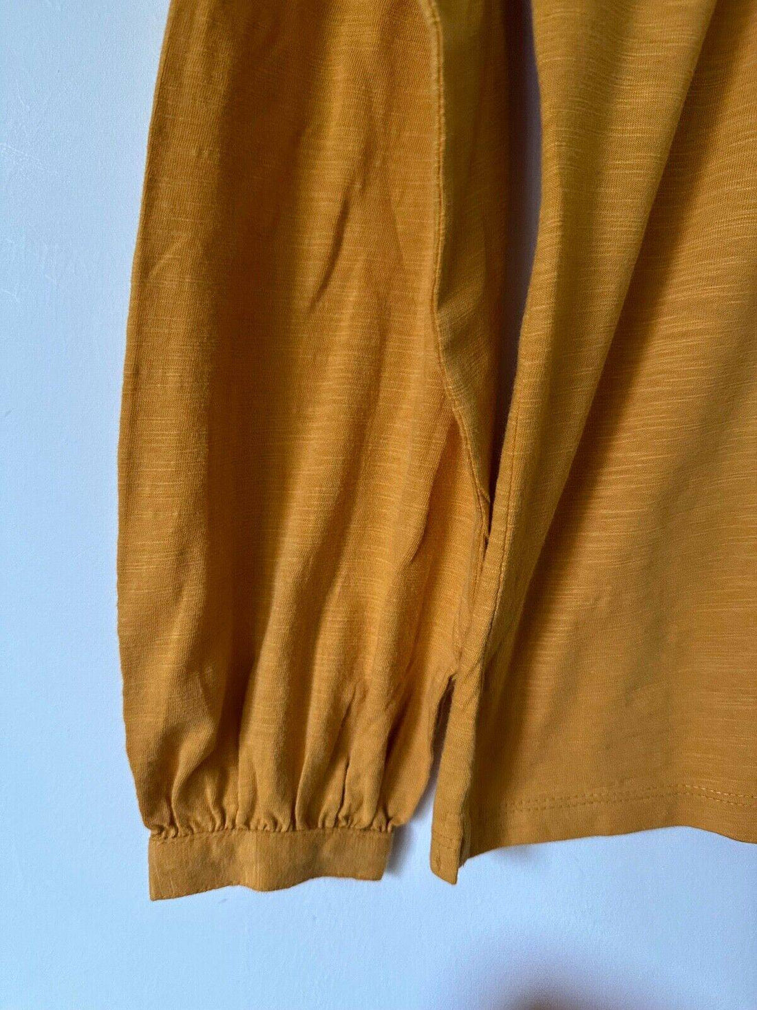 Ex. White Stuff Jossy Cotton Jersey Mustard Pintuck High Neck Blouse  10, 12, 14 - BB Fashion Outlet