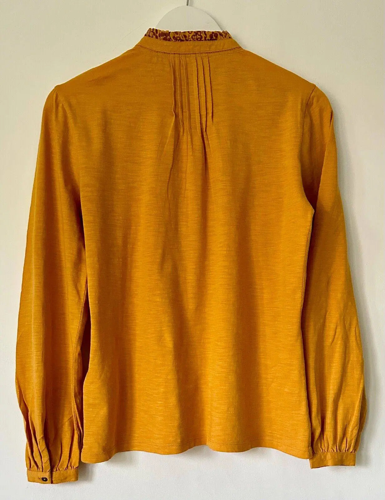 Ex. White Stuff Jossy Cotton Jersey Mustard Pintuck High Neck Blouse  10, 12, 14 - BB Fashion Outlet