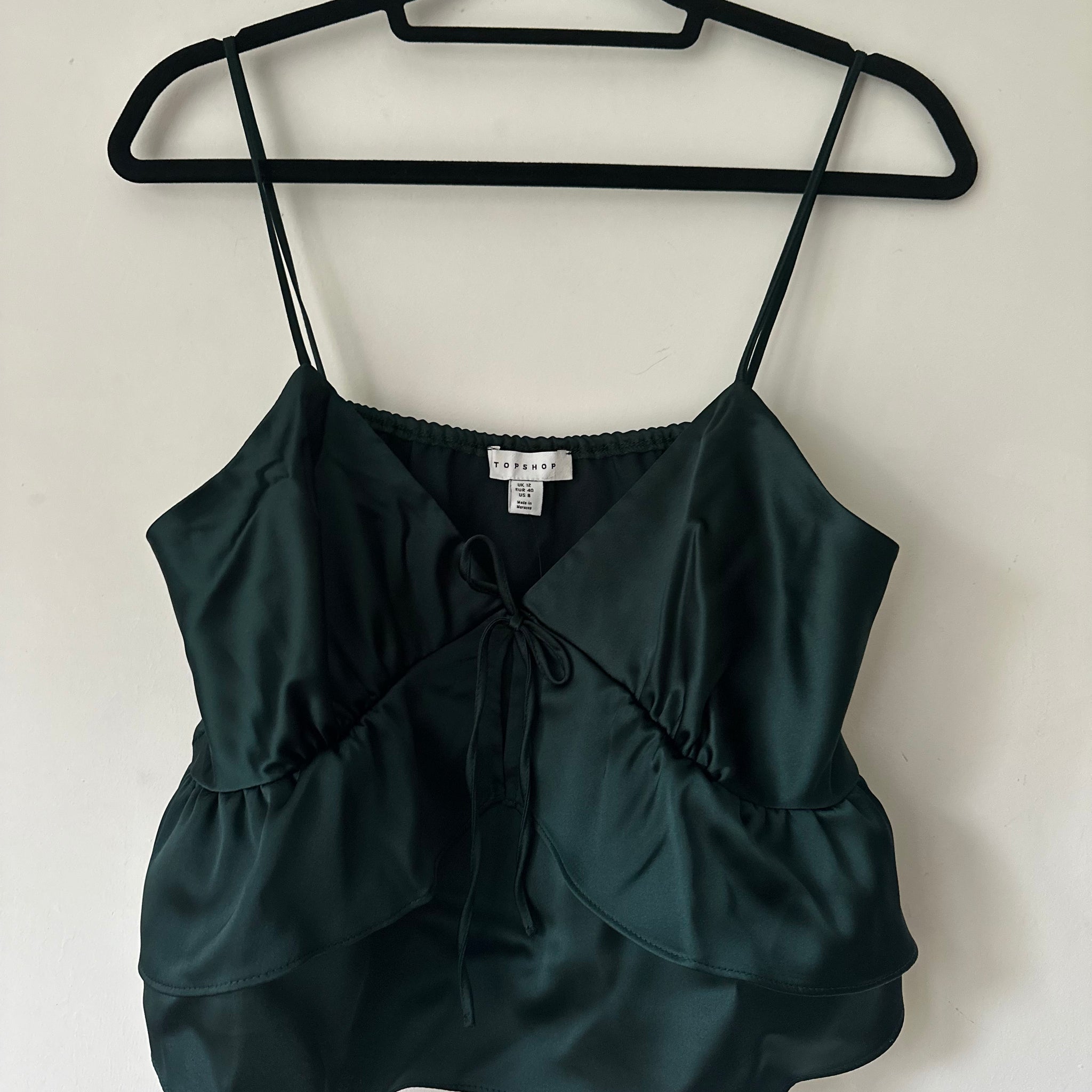 Ex. Topshop dark green satin crop top Sizes 10, 12, 14 - BB Fashion Outlet