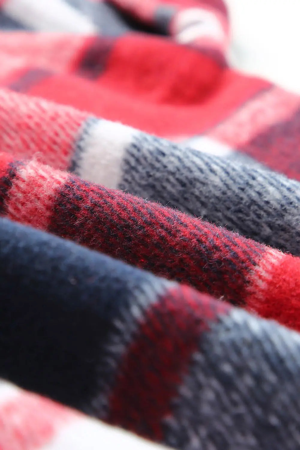 Fiery Red Hooded Plaid Button Front Shacket eAura