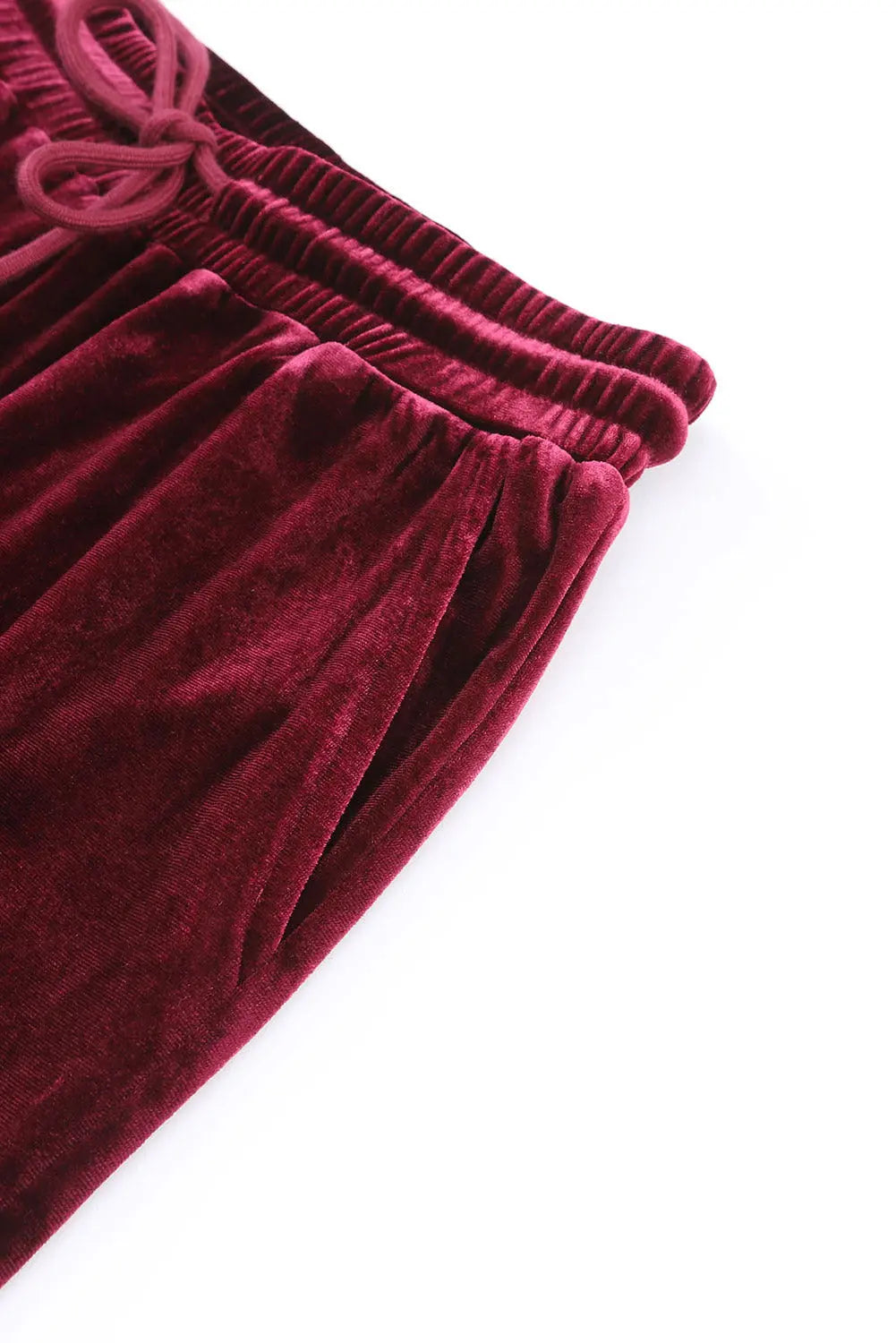 Fiery Red Solid Velvet Two Piece Lounge Set eAura