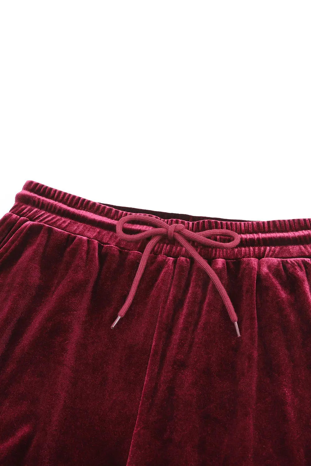 Fiery Red Solid Velvet Two Piece Lounge Set eAura