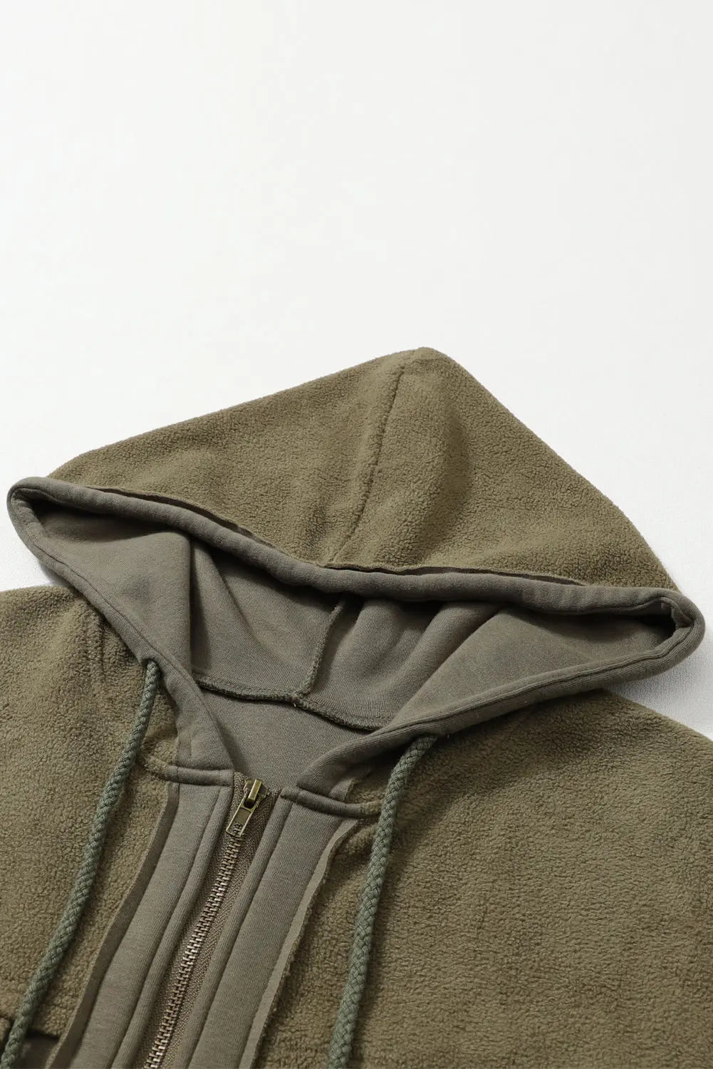 Flap Pocket Drawstring Hood Zip Up Jacket - eAura