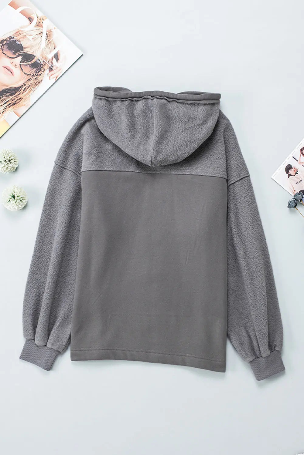 Flap Pocket Drawstring Hood Zip Up Jacket - eAura