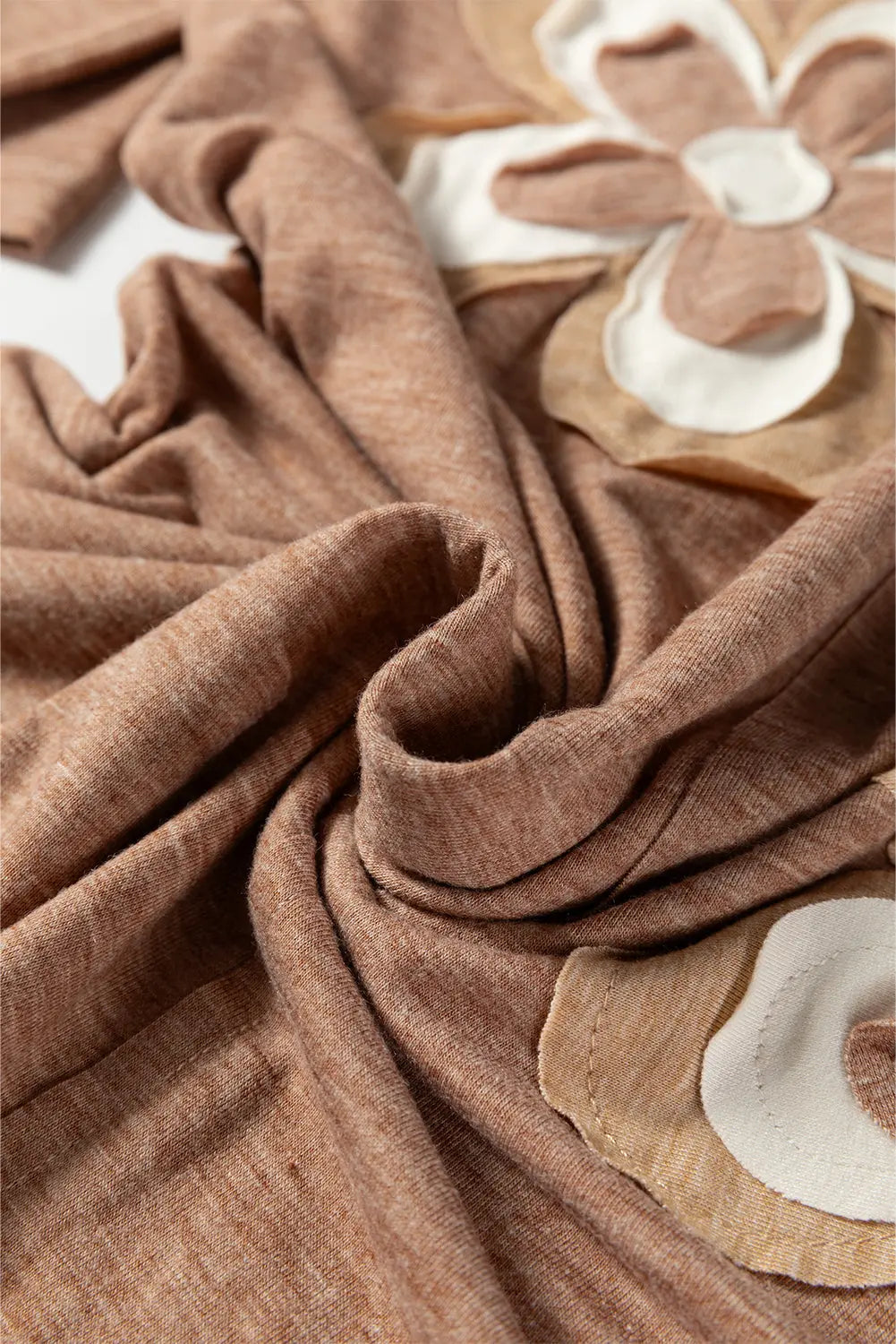 Floral Patchwork V-Neck Long Sleeve T-Shirt - eAura