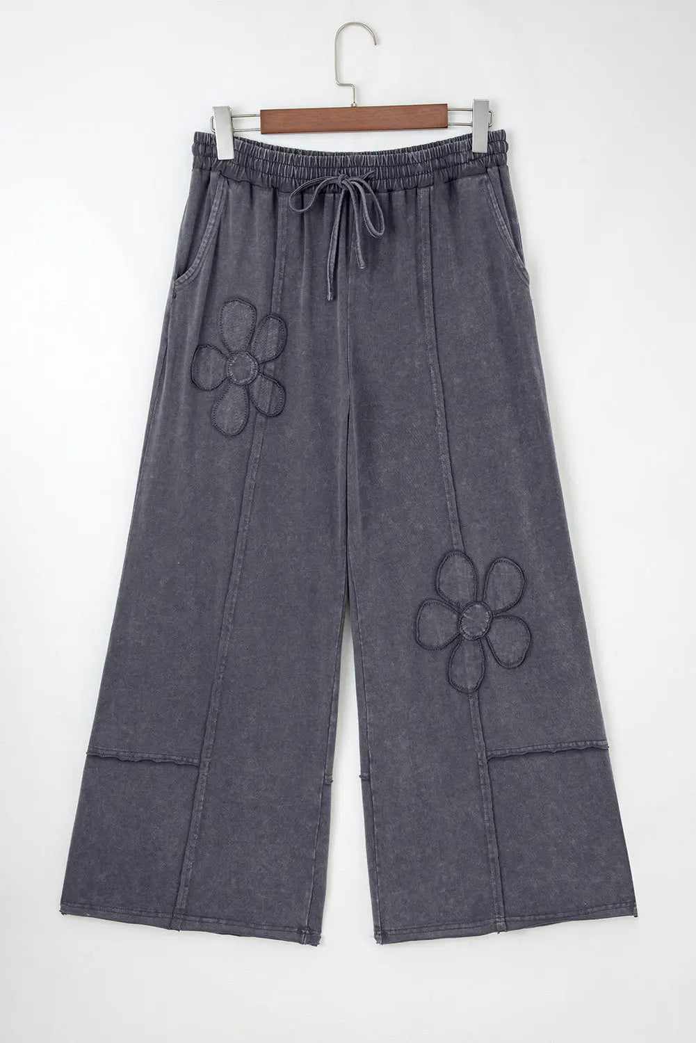 Flower Patch Mineral Washed Crop Wide Leg Trousers - eAura