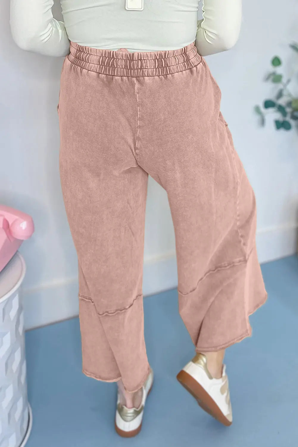 Flower Patch Mineral Washed Crop Wide Leg Trousers - eAura