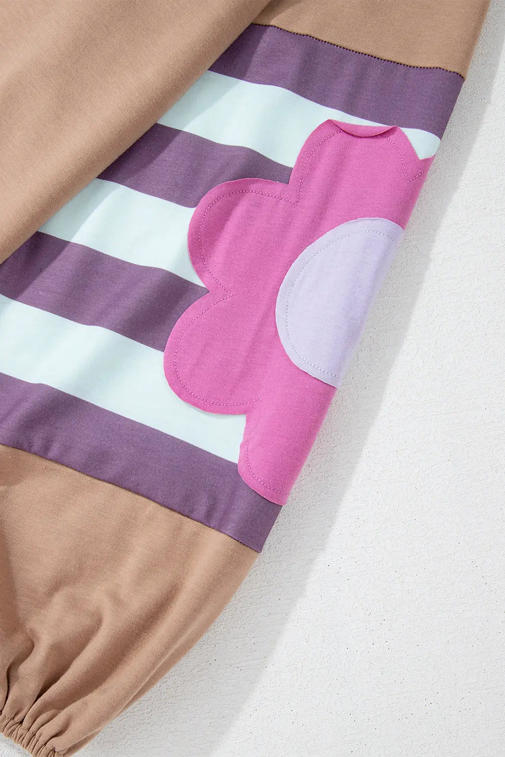 Flower Patchwork Raglan Sleeve Exposed Seam Oversized Top eAura