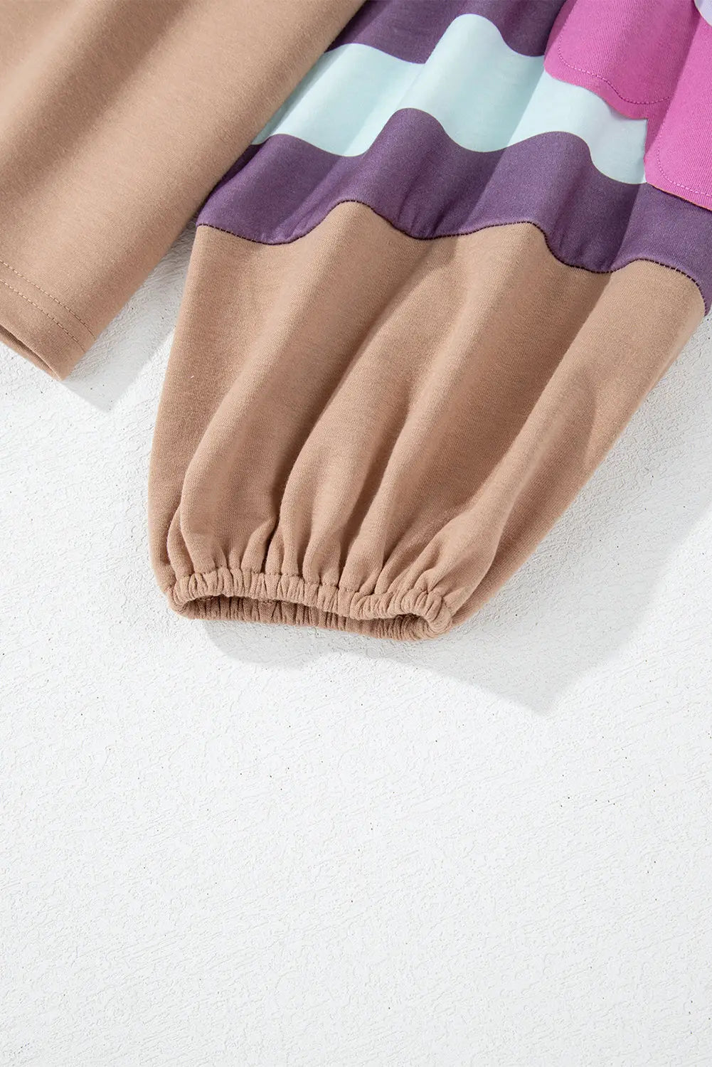 Flower Patchwork Raglan Sleeve Exposed Seam Oversized Top eAura