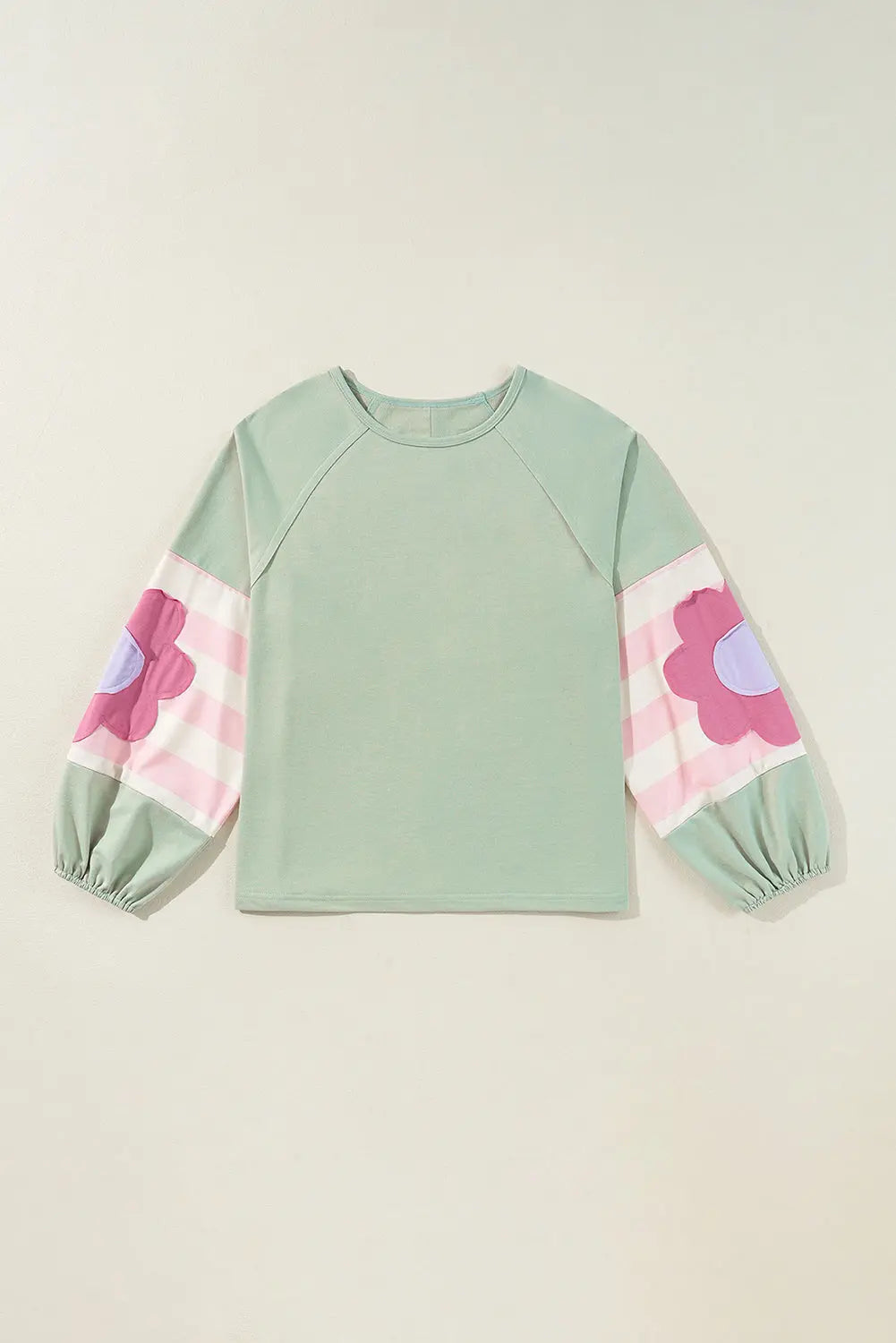 Flower Patchwork Raglan Sleeve Exposed Seam Oversized Top eAura