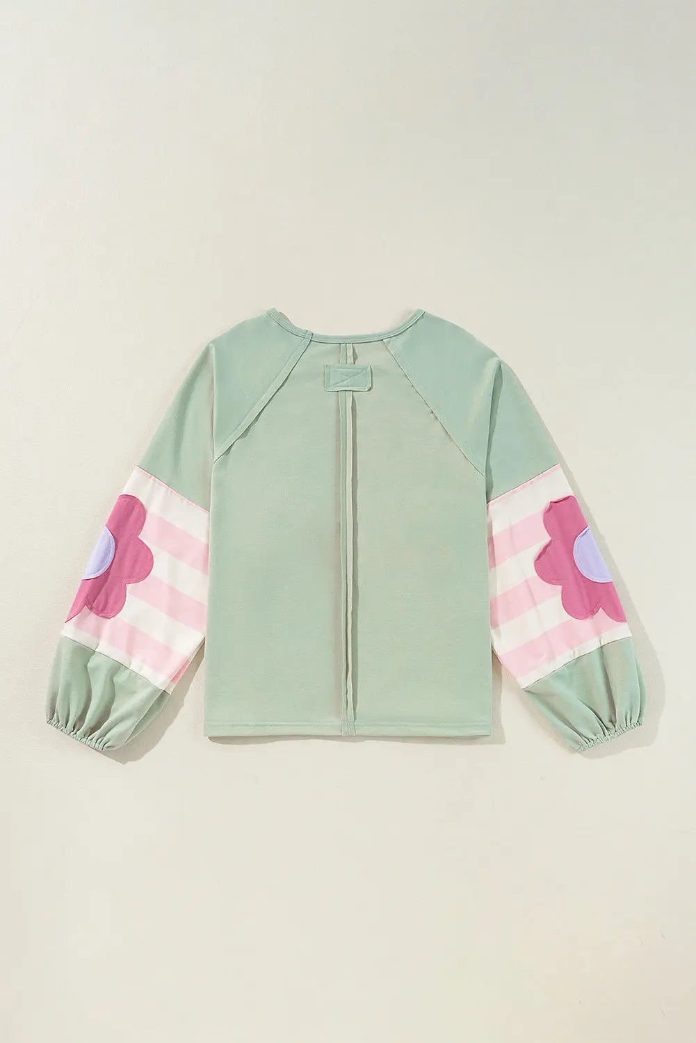 Flower Patchwork Raglan Sleeve Exposed Seam Oversized Top eAura
