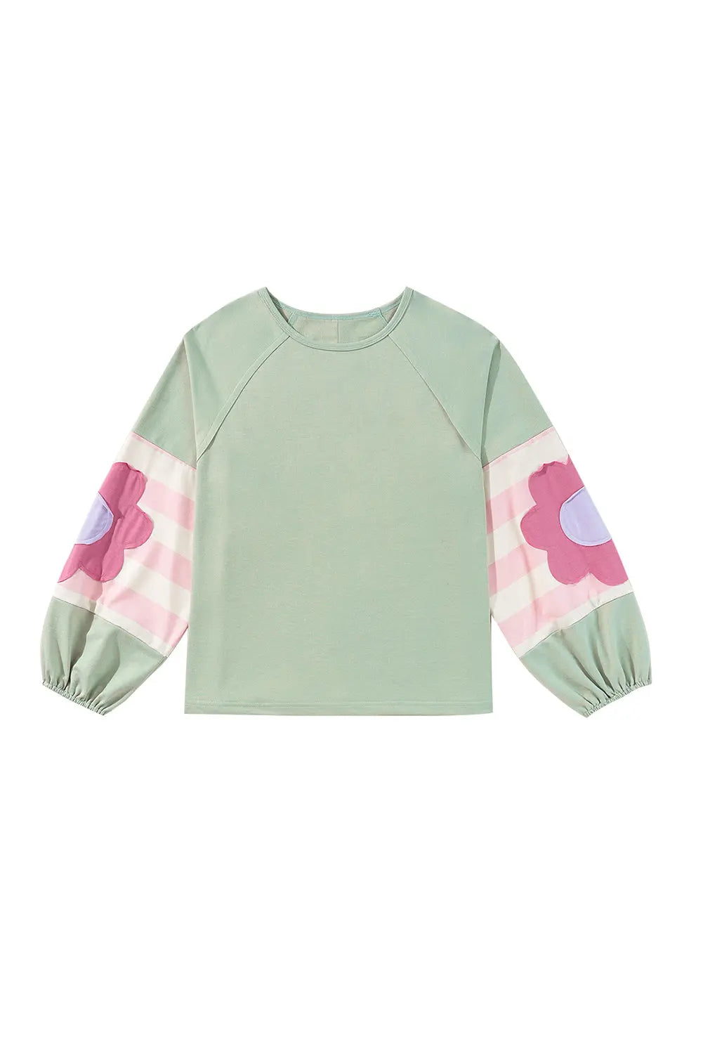 Flower Patchwork Raglan Sleeve Exposed Seam Oversized Top eAura