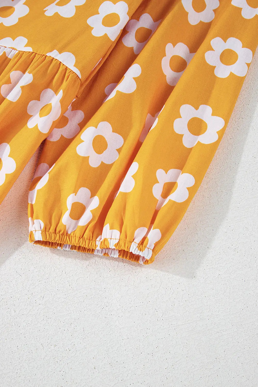 Flower Print Bracelet Sleeve Buttons Collared Maxi Dress eAura
