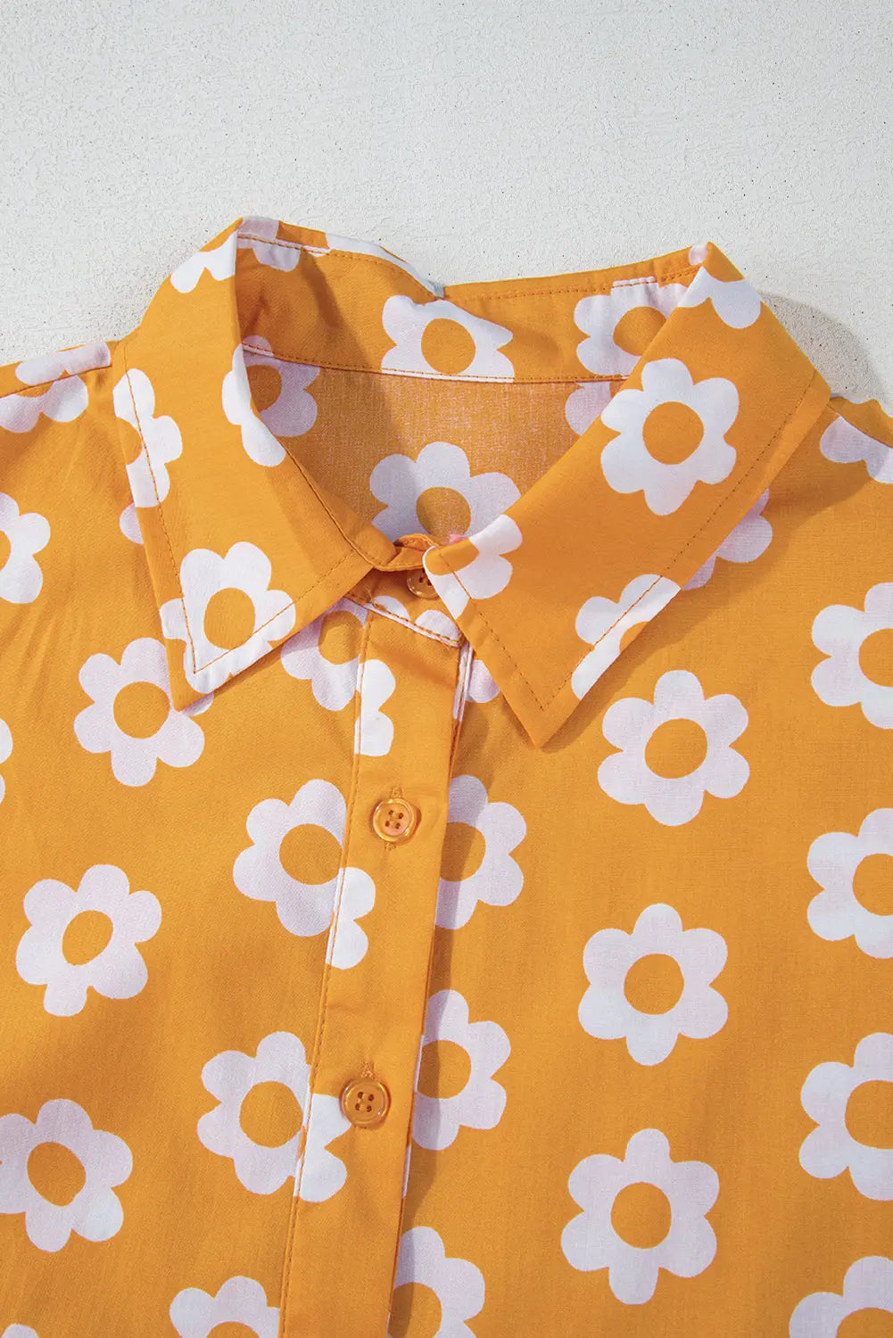 Flower Print Bracelet Sleeve Buttons Collared Maxi Dress eAura