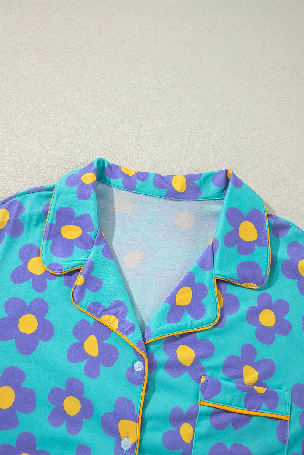 Flower Print Long Sleeve Shirt Shorts Pyjamas Set eAura
