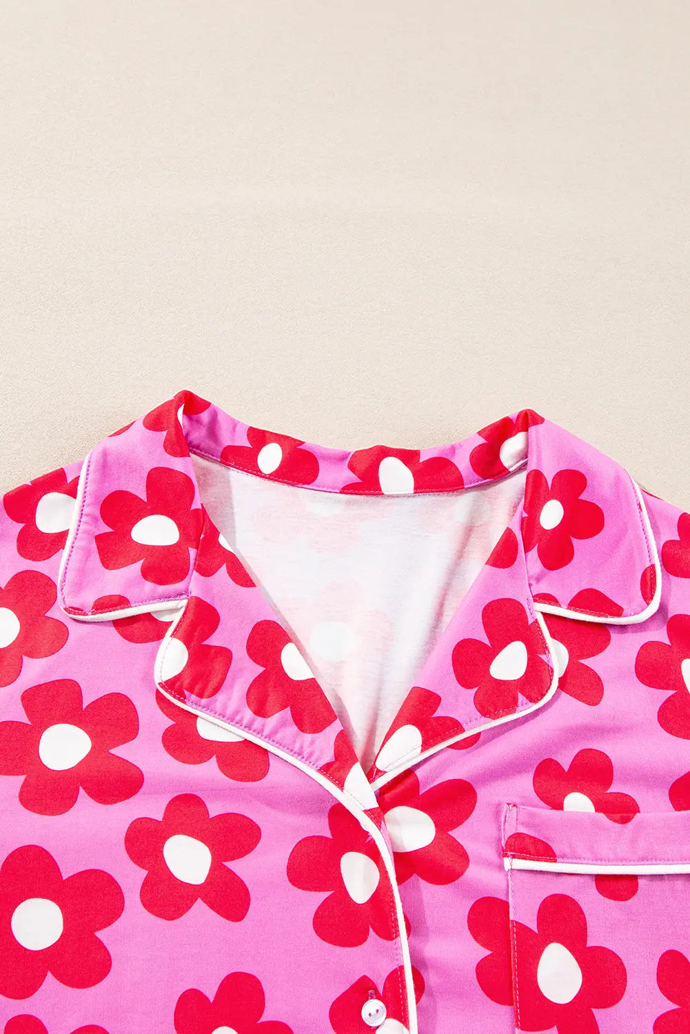 Flower Print Long Sleeve Shirt Shorts Pyjamas Set eAura