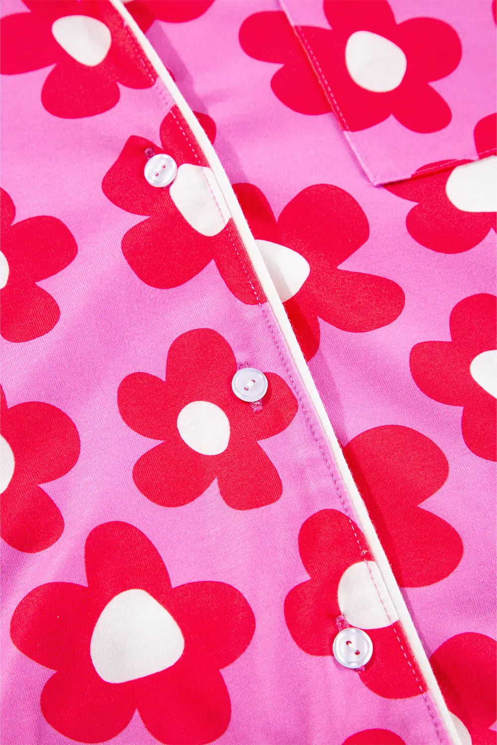 Flower Print Long Sleeve Shirt Shorts Pyjamas Set eAura