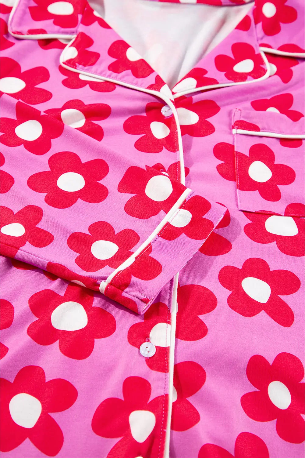Flower Print Long Sleeve Shirt Shorts Pyjamas Set eAura