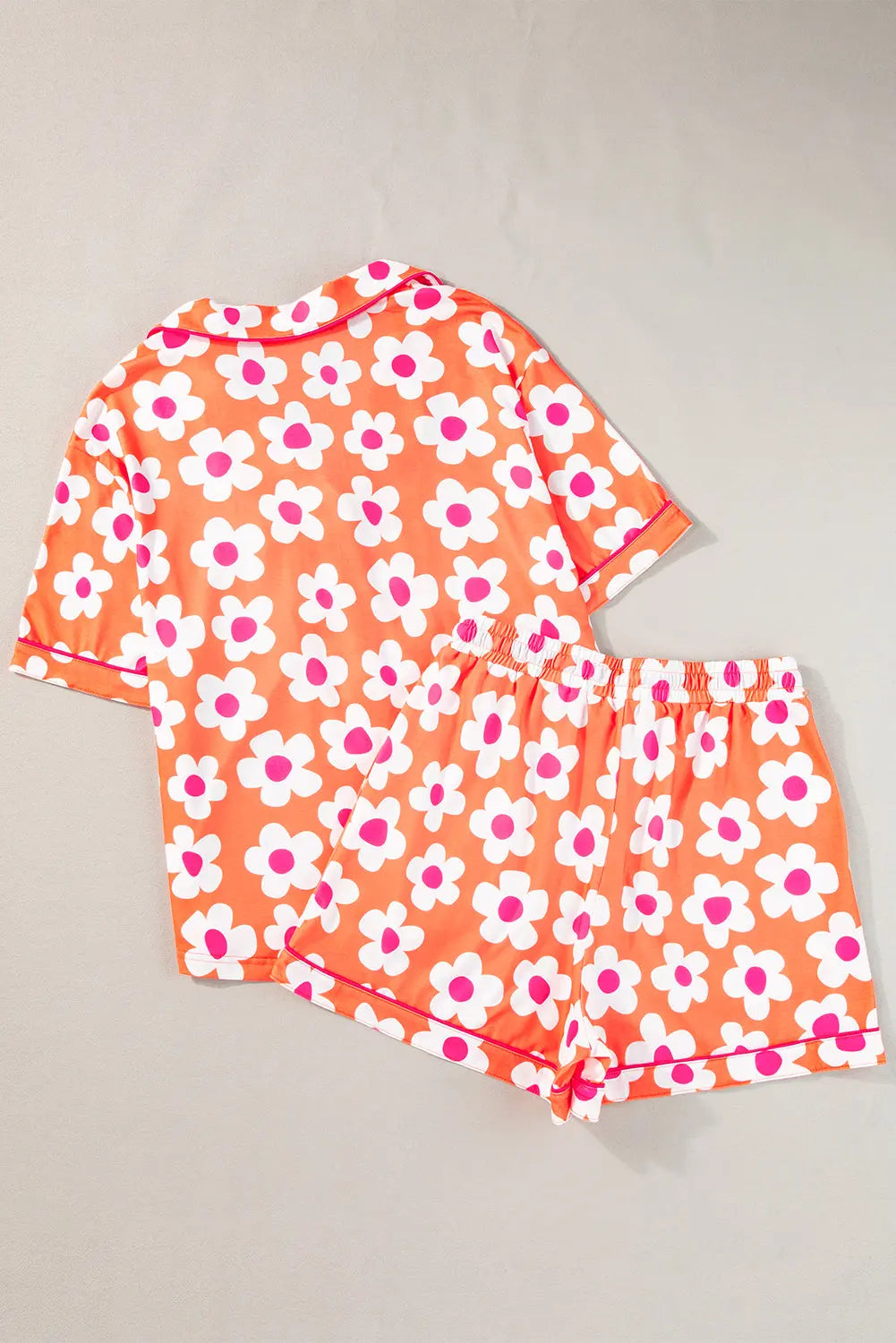 Flower Print Short Sleeve Shirt Pyjamas Set eAura