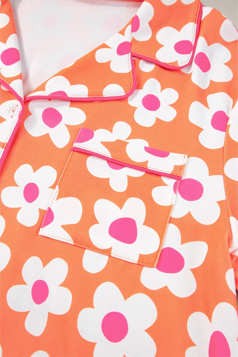 Flower Print Short Sleeve Shirt Pyjamas Set eAura