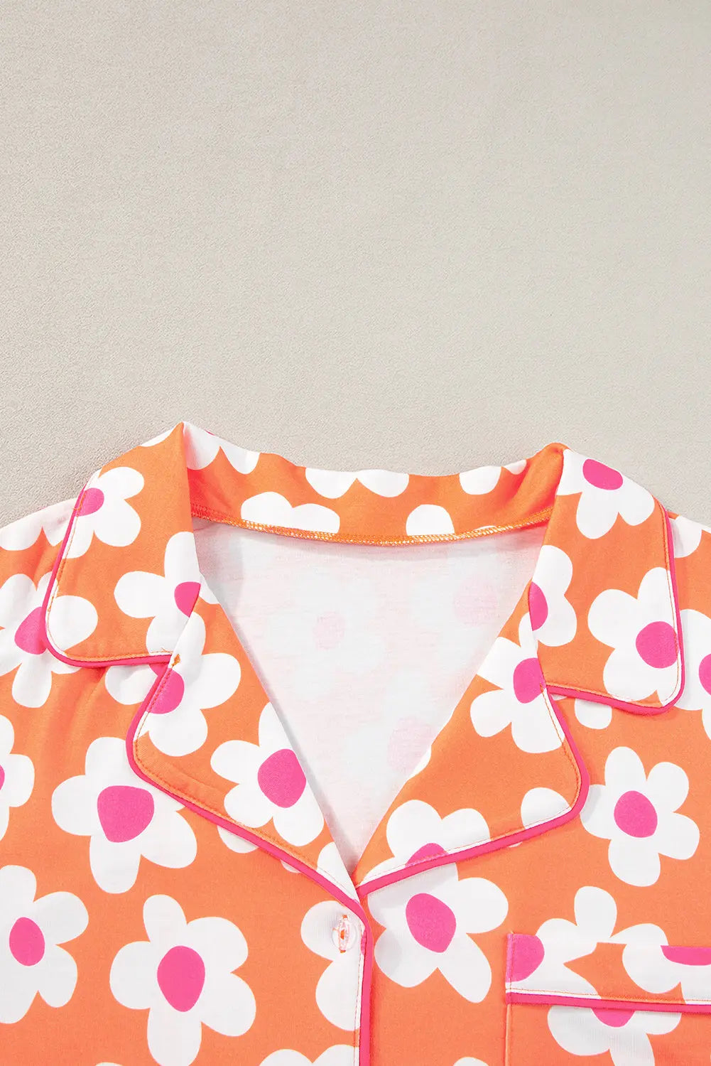 Flower Print Short Sleeve Shirt Pyjamas Set eAura