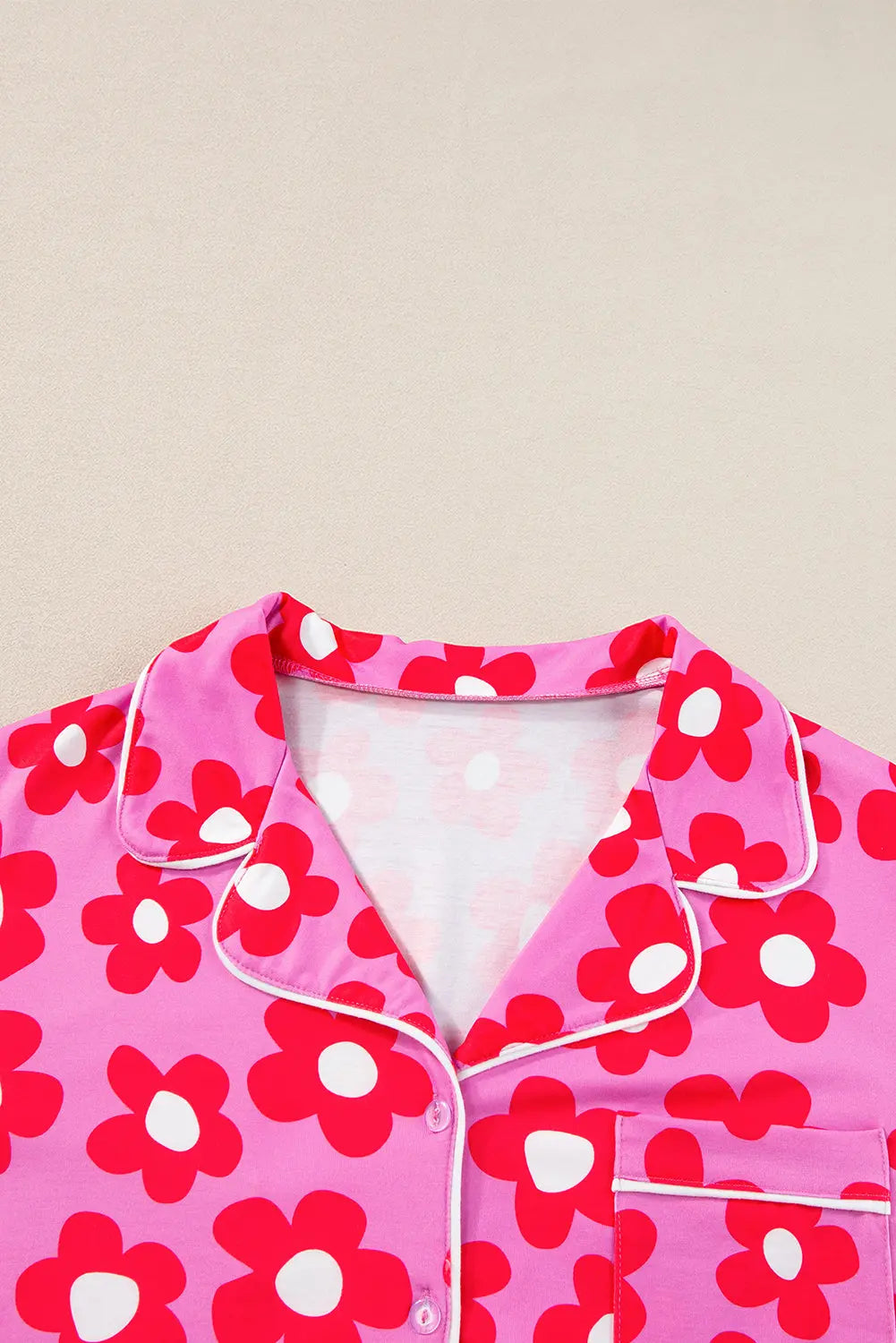 Flower Print Short Sleeve Shirt Pyjamas Set eAura