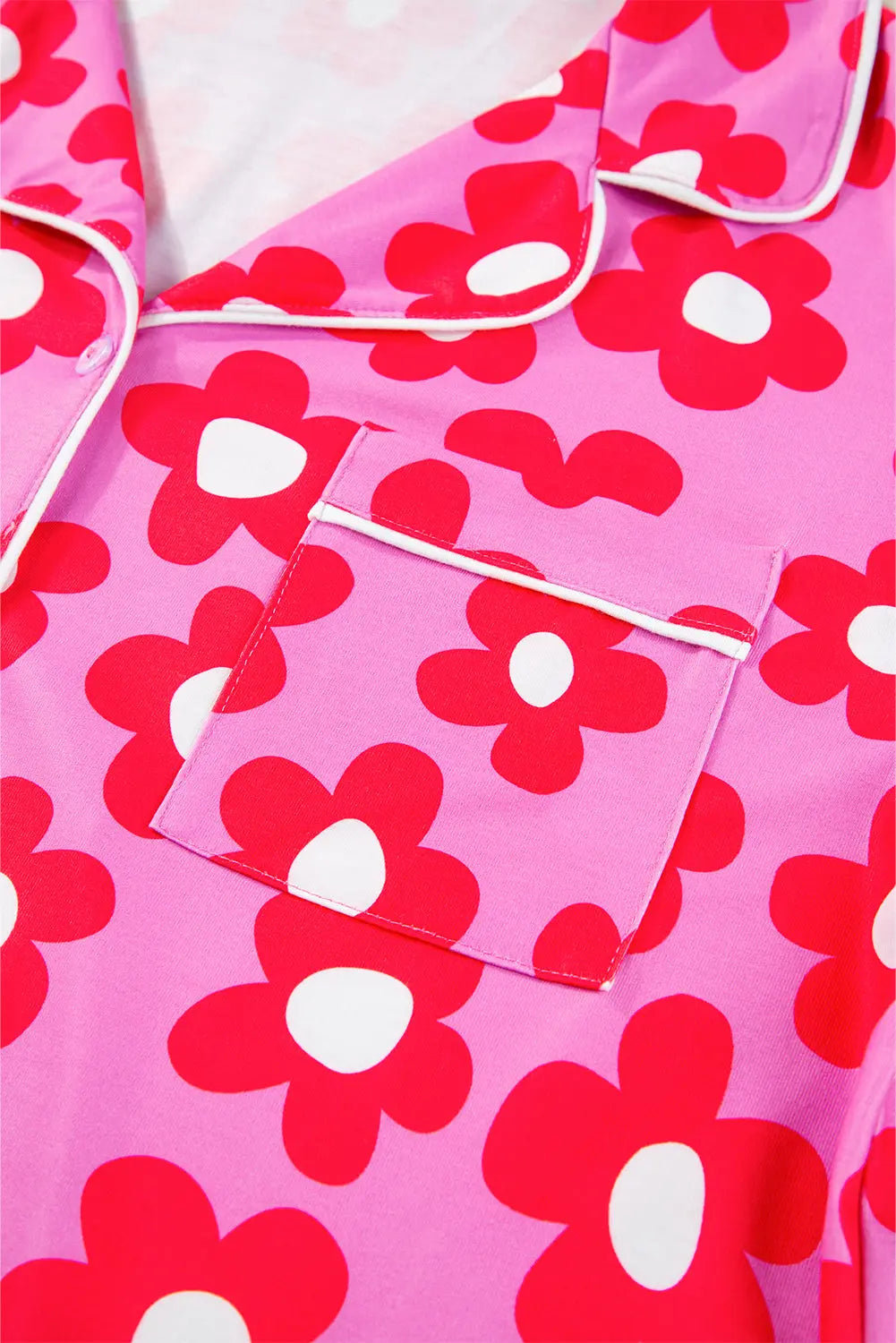 Flower Print Short Sleeve Shirt Pyjamas Set eAura
