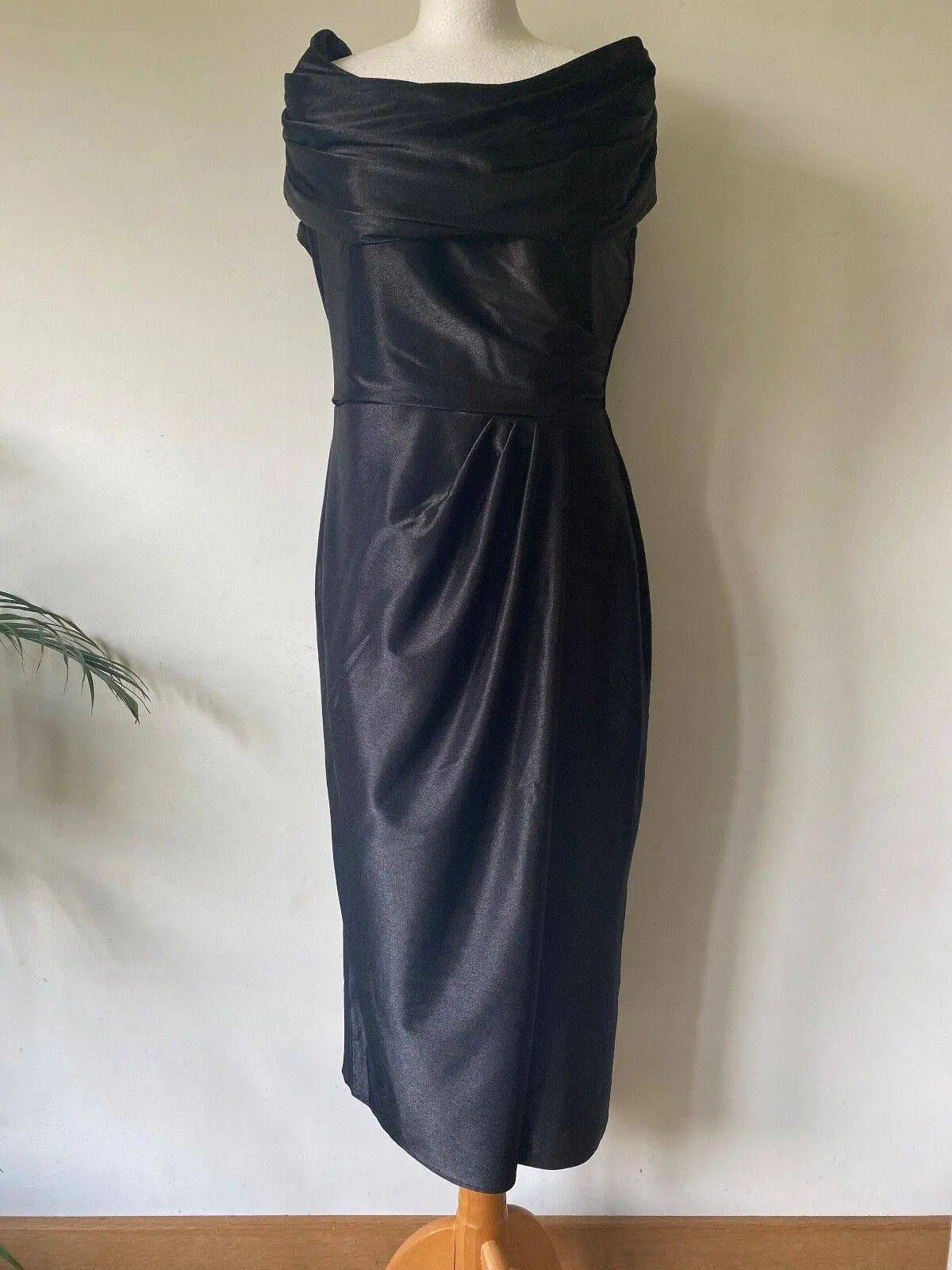 GODDIVA Cowl Neck Off The Shoulder Midi Dress Sizes, 8, 12 Blue, Sage, Black - BB Fashion Outlet